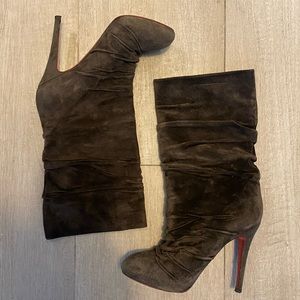 Grey suede Louboutin boots